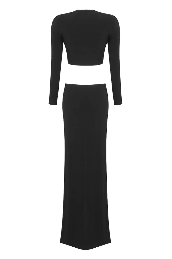 Elegant Leopard Print Two-Piece Set - Stretch Jersey Crop Top