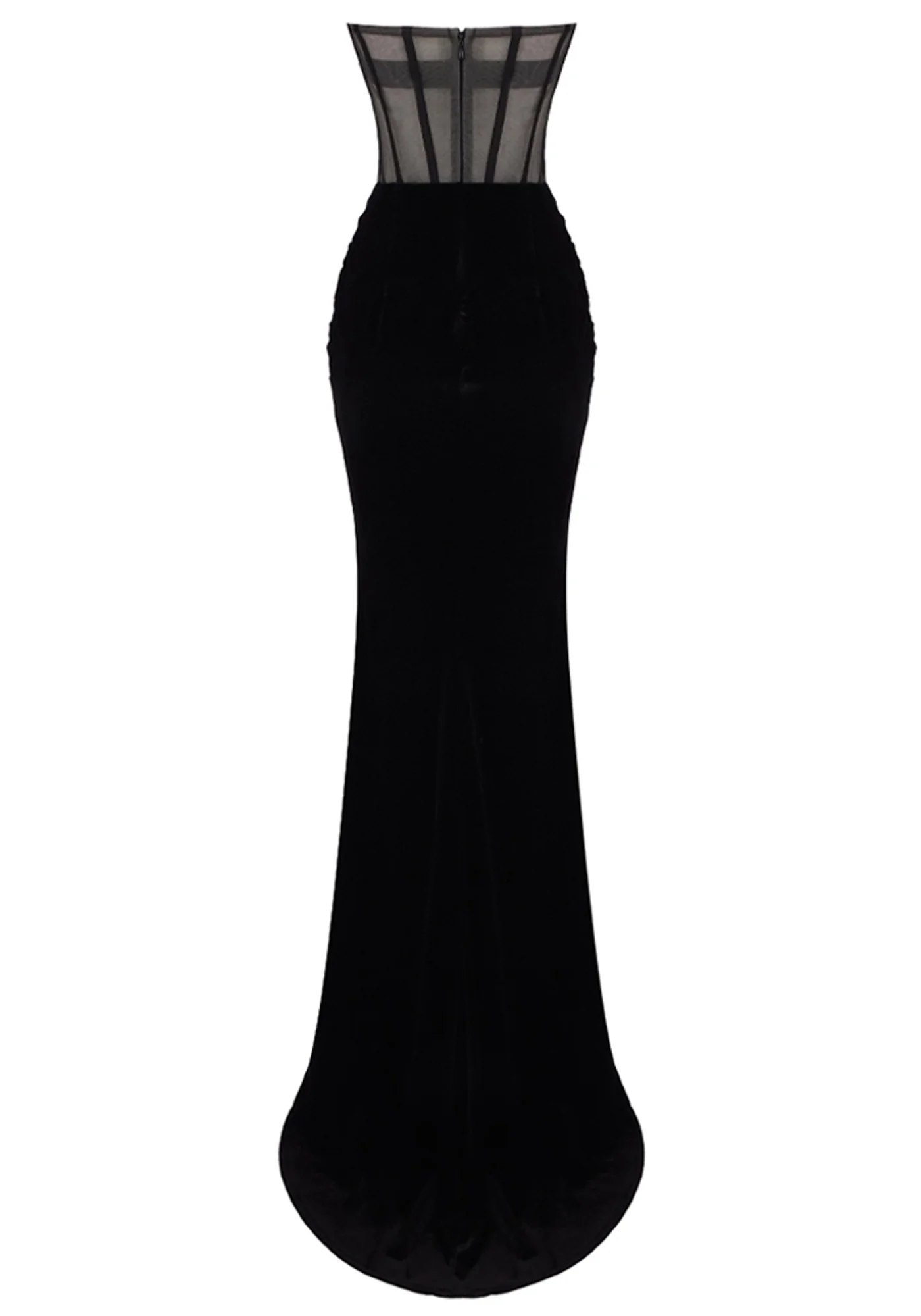 Black Velvet Crystal Embellished Corset Maxi Dress