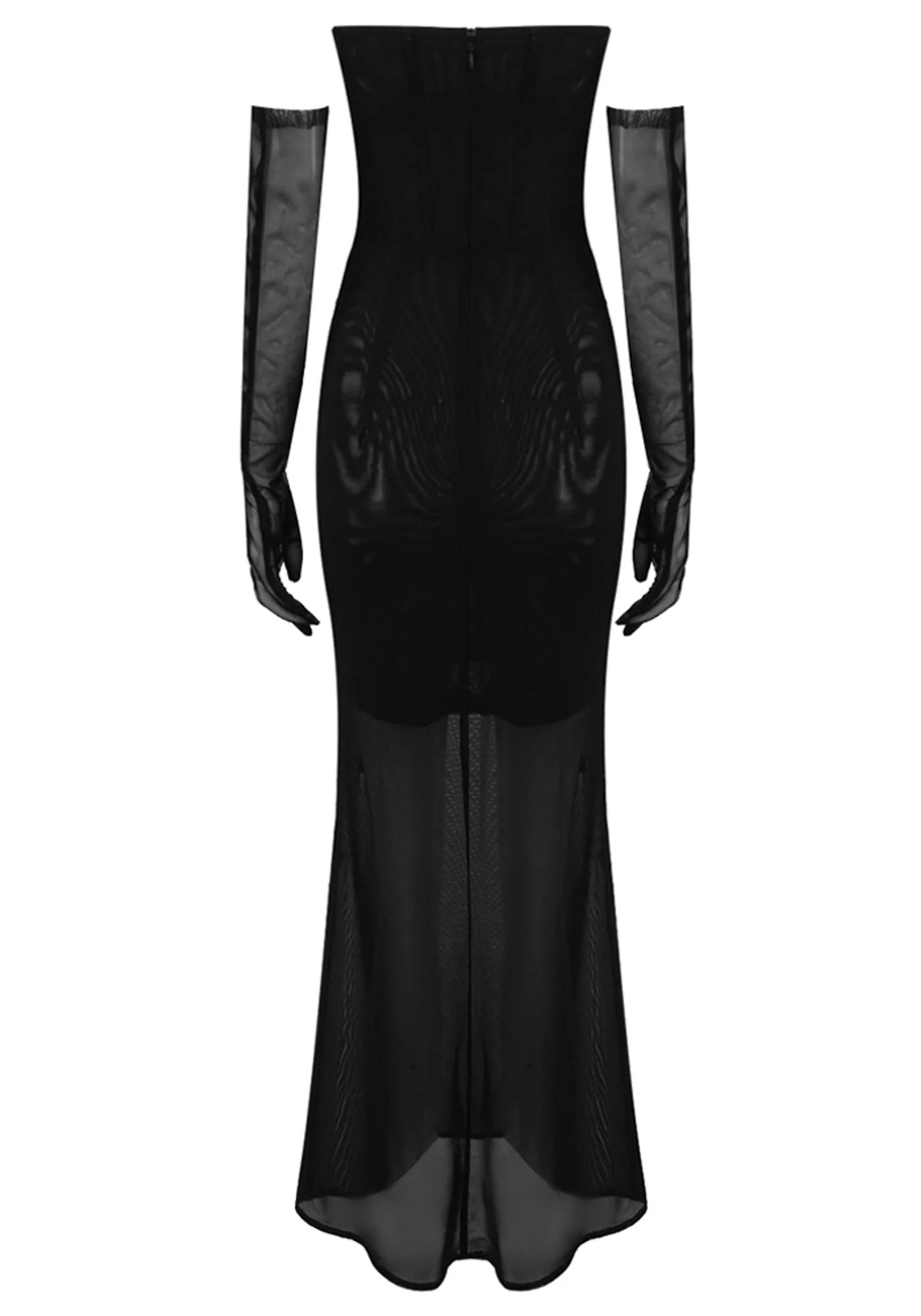 Black Strapless Crystal Corset Maxi Dress