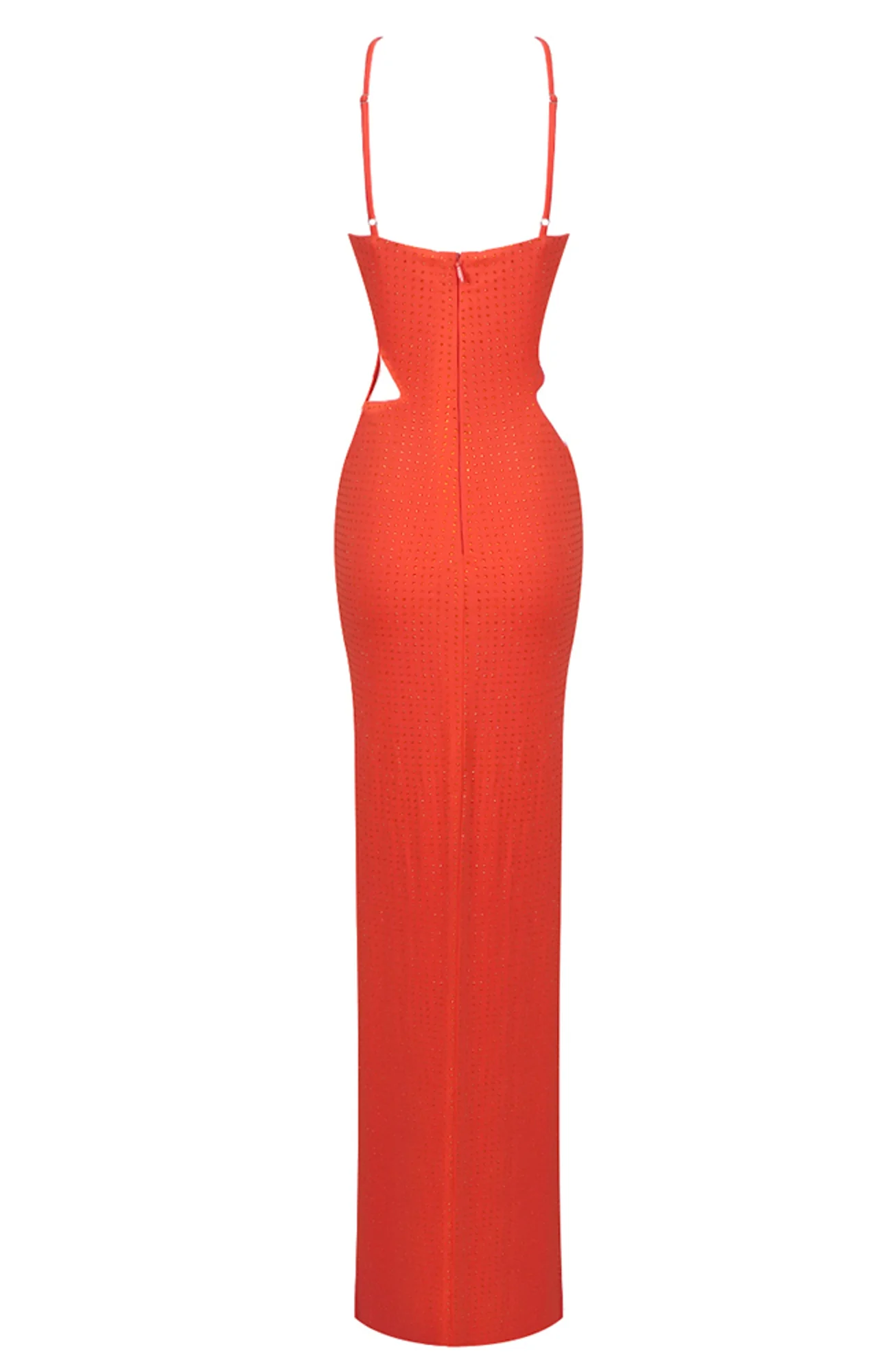 Orange Halterneck Maxi Dress with Draped Design