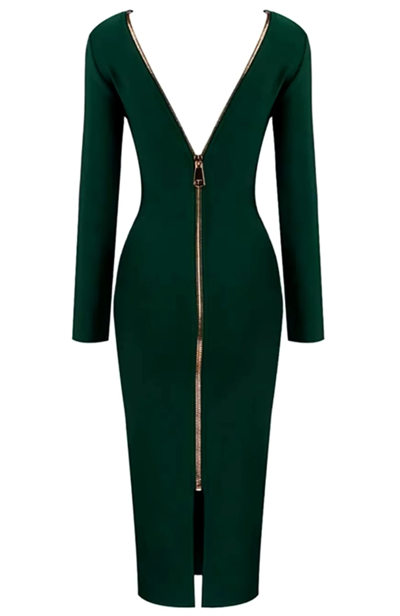 Green Reversible Bandage Midi Dress with Plunge Neckline