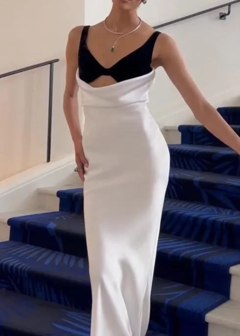 Elegant White & Yellow Draped Maxi Dress