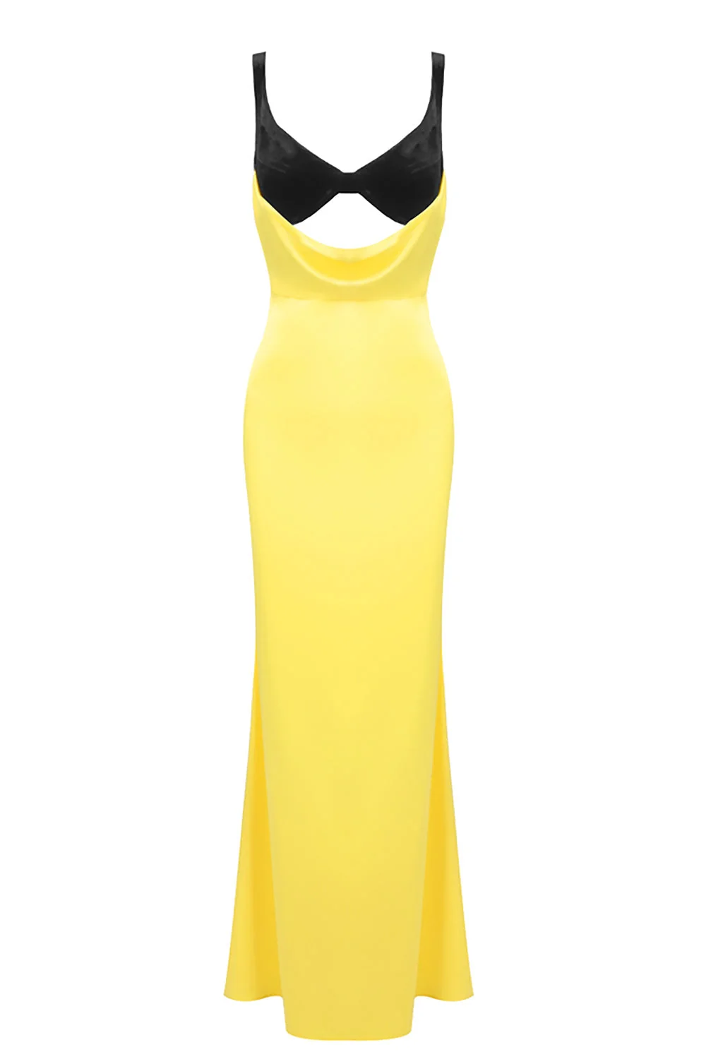 Elegant White & Yellow Draped Maxi Dress