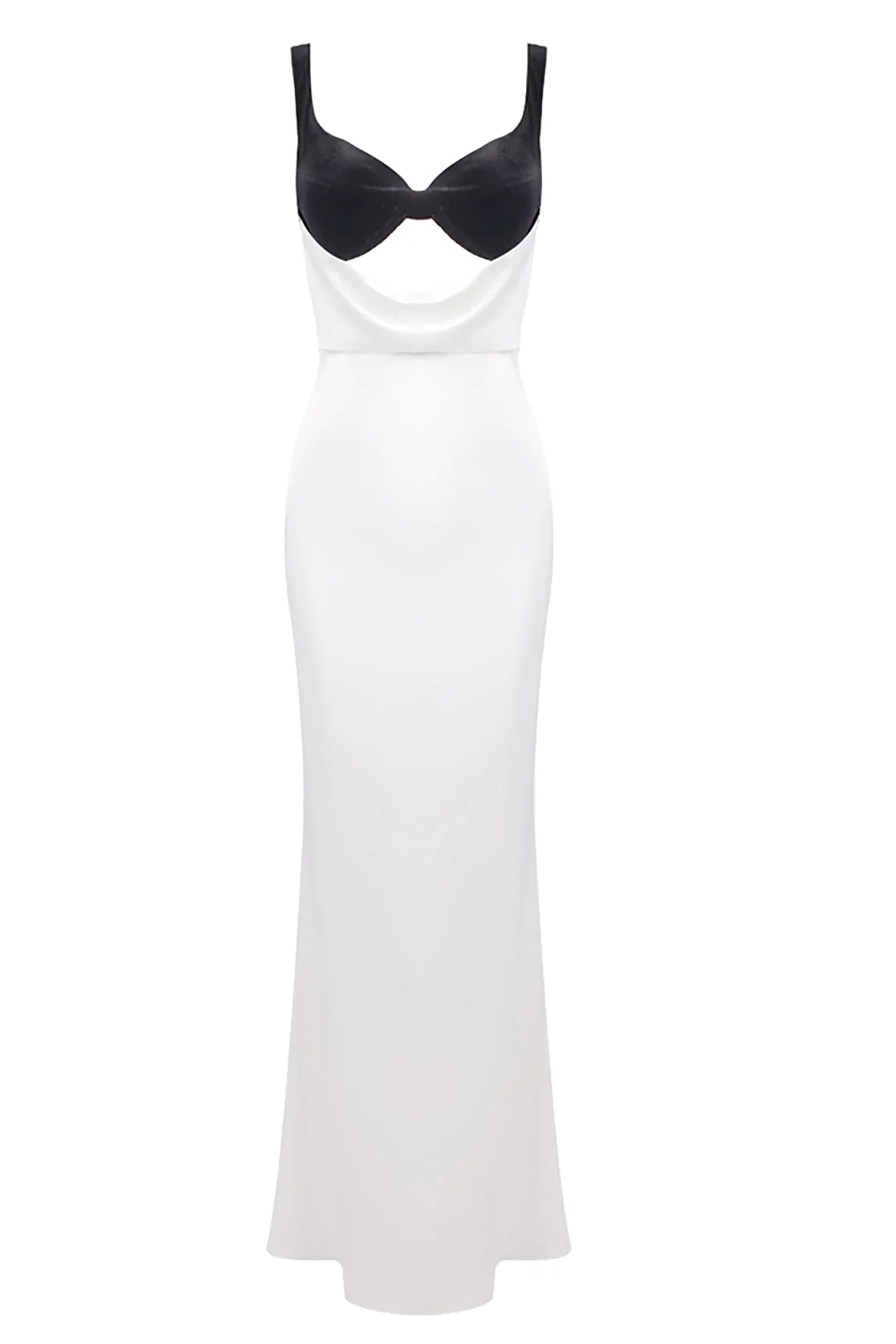 Elegant White & Yellow Draped Maxi Dress