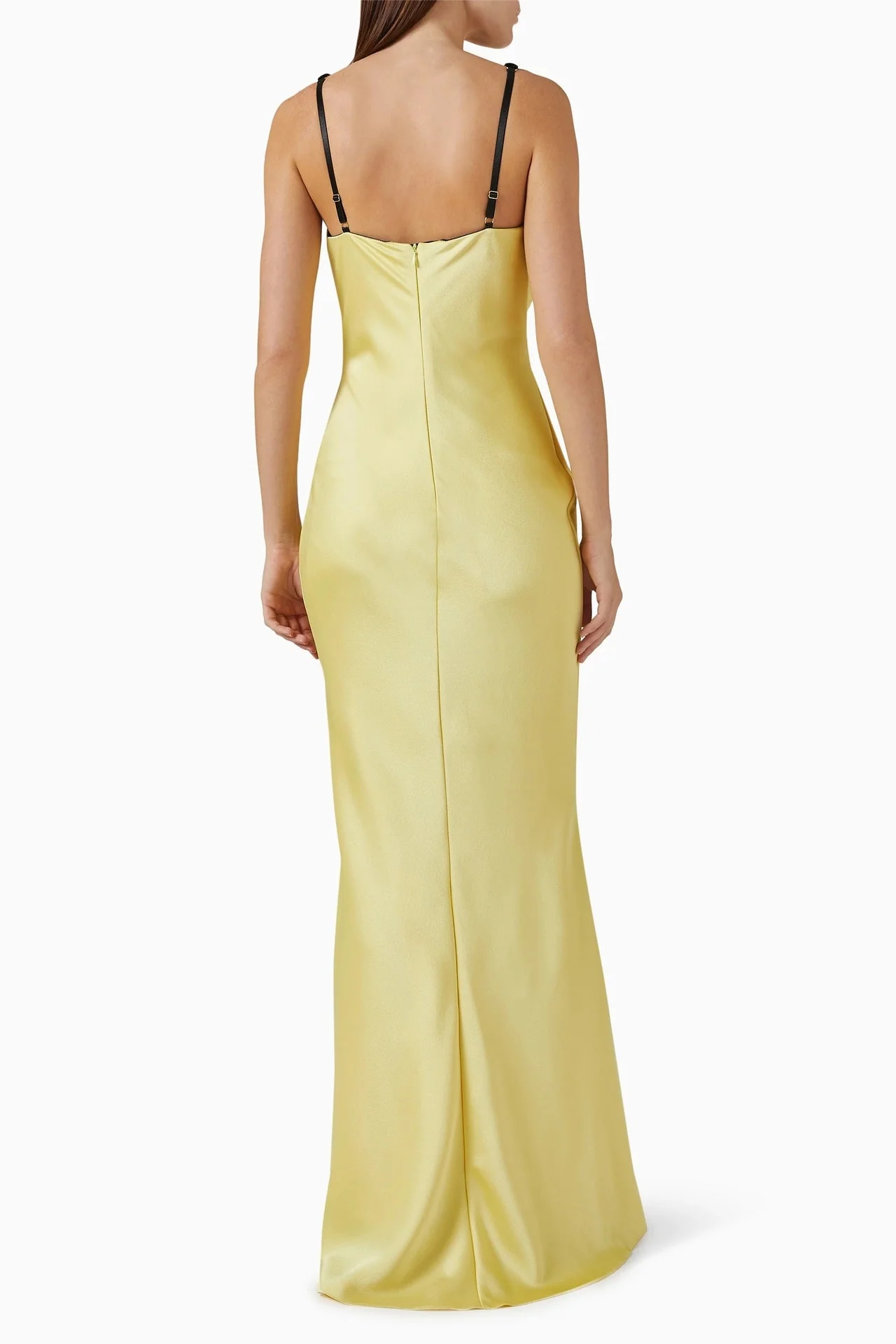 Elegant White & Yellow Draped Maxi Dress