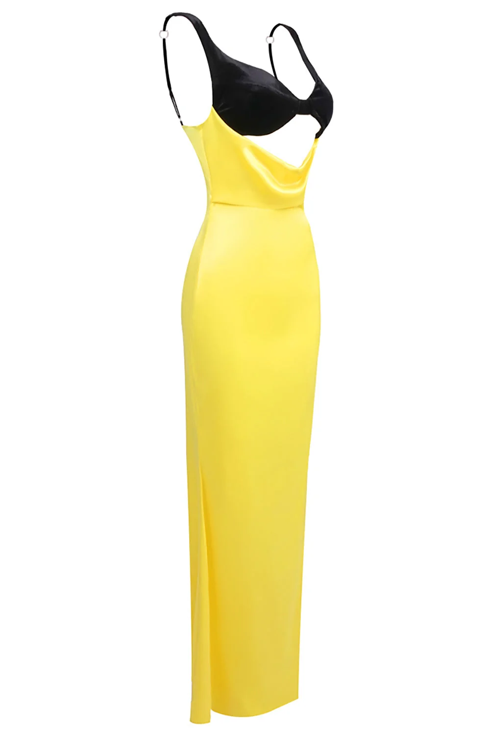 Elegant White & Yellow Draped Maxi Dress