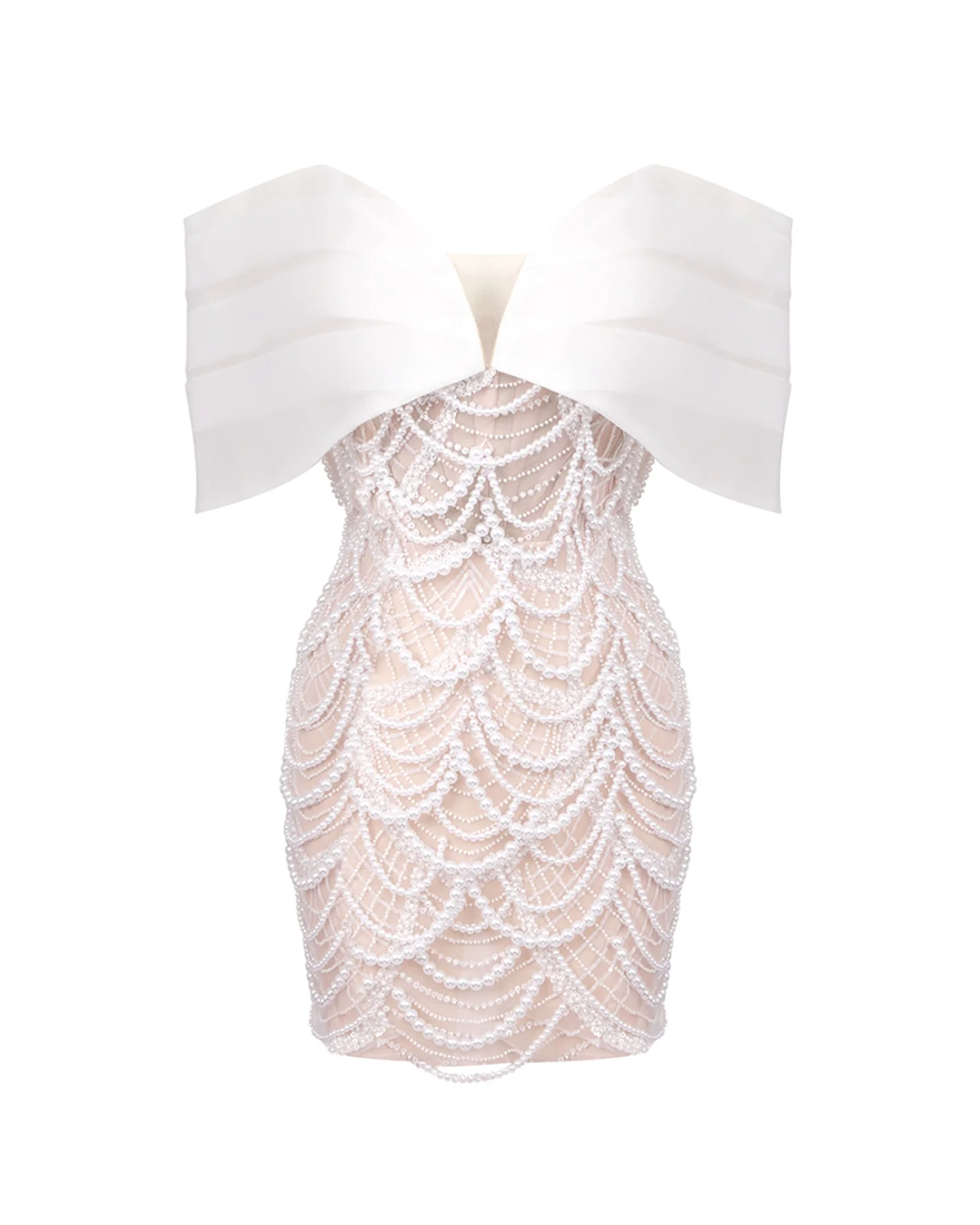 Pearl Chain Strapless Mini Dress - Luxurious & Stylish