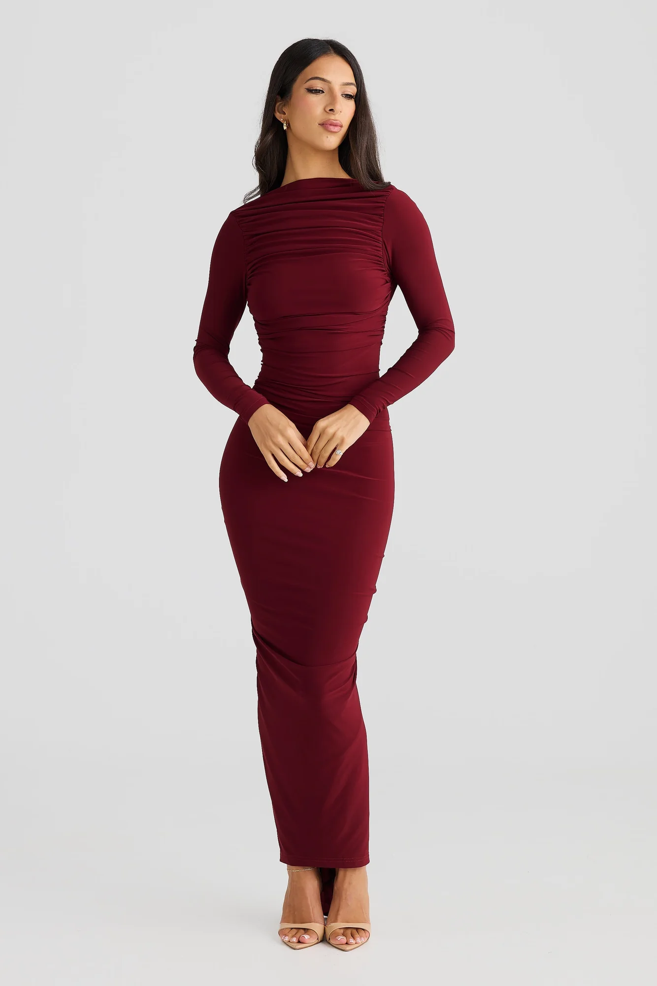 Burgundy Backless Maxi Dress - Flattering & Elegant Style