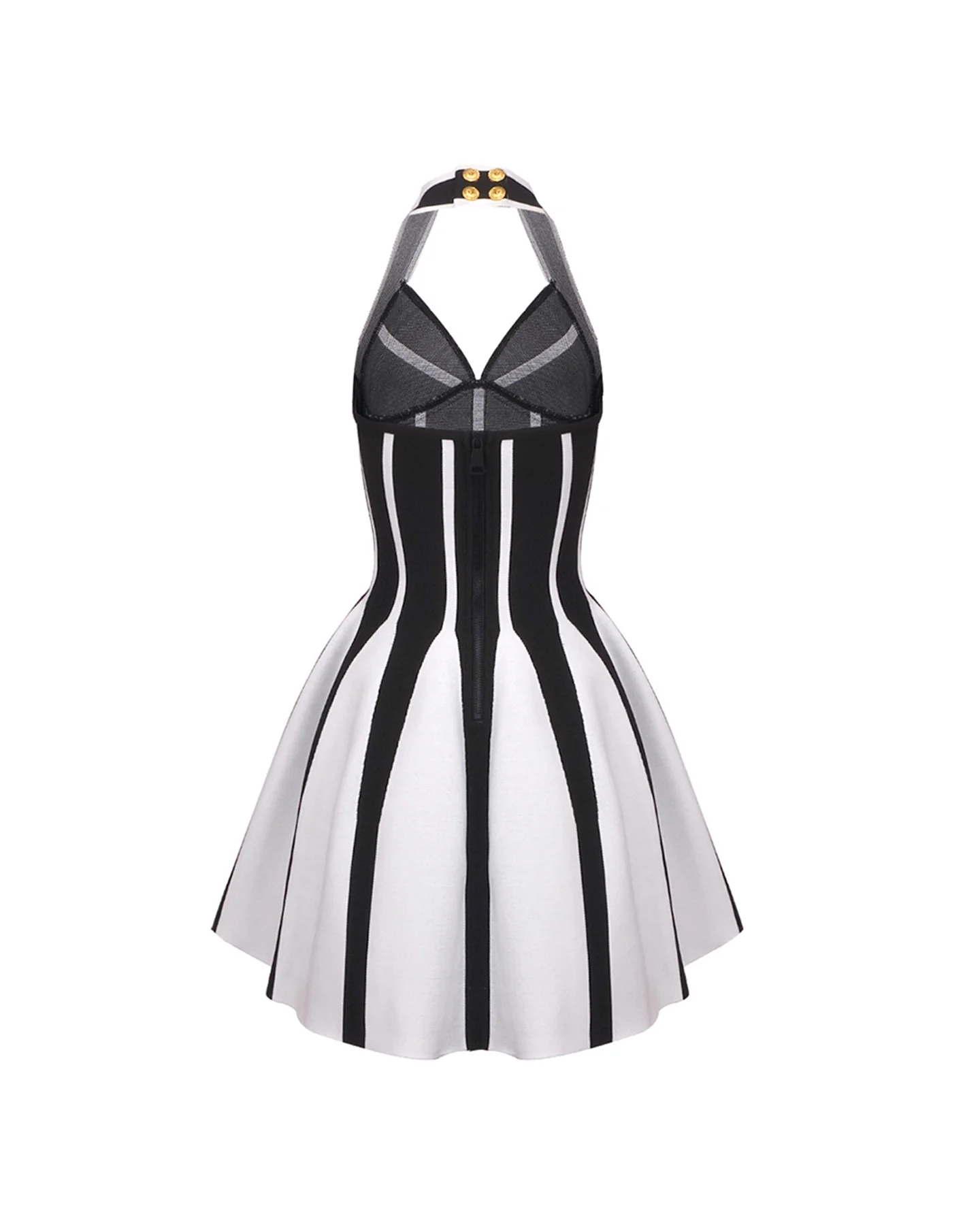 Striped Knit Halterneck Mini Dress