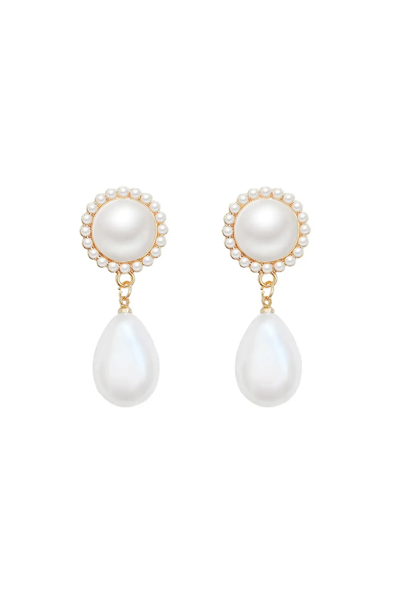 White Pearl and Cats Eye Stone Earrings - Elegant Womens Jewelry