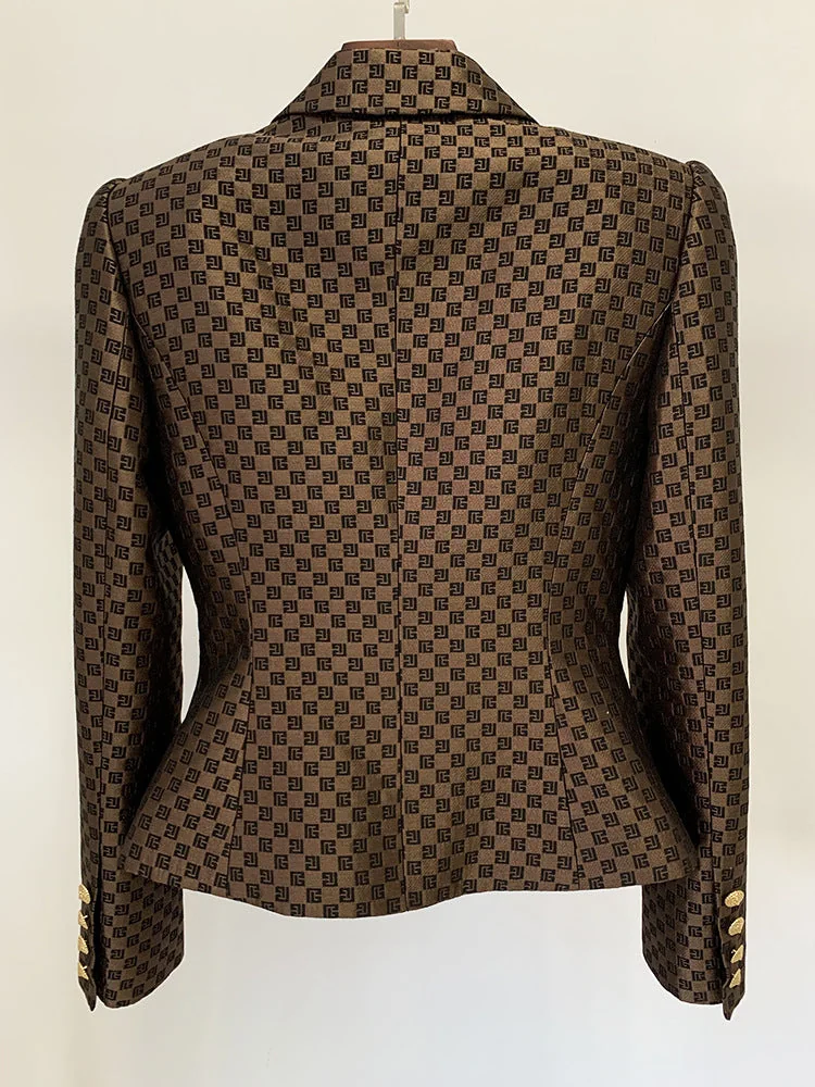 Brown Monogram Print Blazer for Stylish Outfits