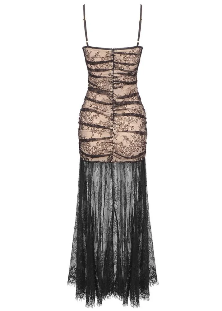 Black Floral Lace Maxi Dress - Elegant & Chic Style