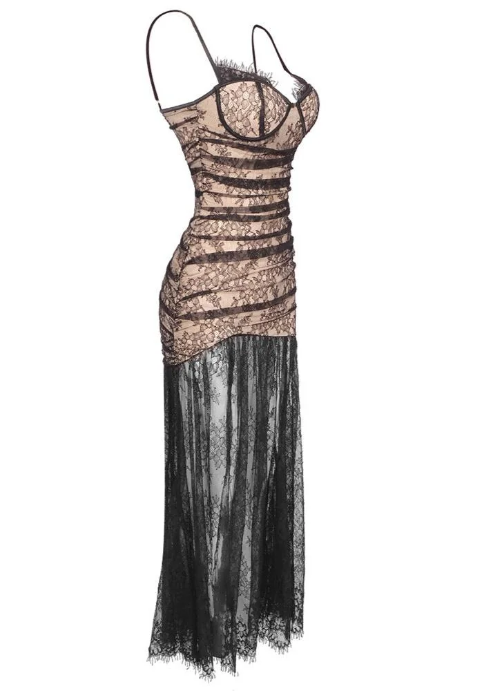 Black Floral Lace Maxi Dress - Elegant & Chic Style