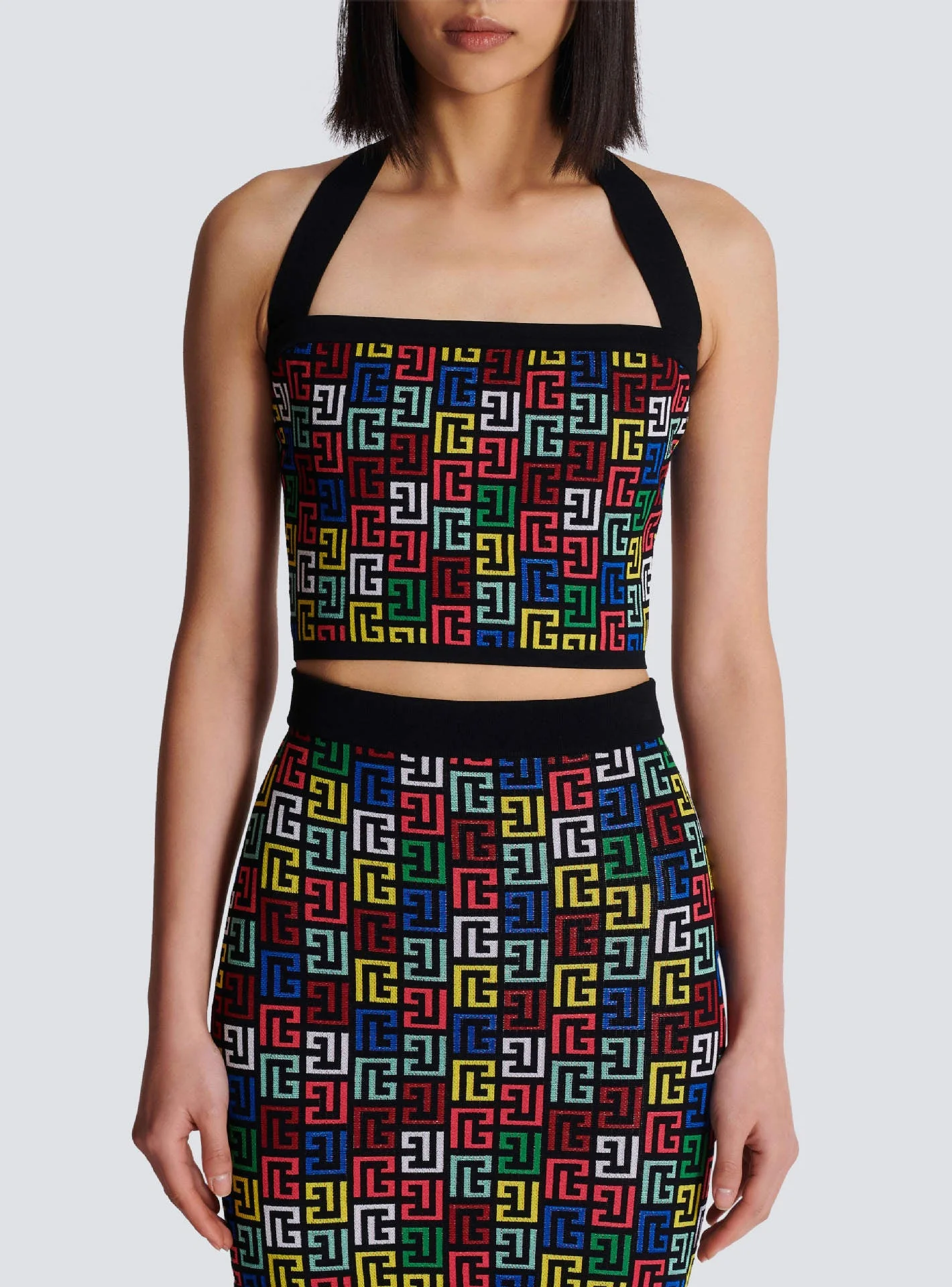 Knit Halterneck Top and Skirt Set - Versatile Fashion Combo