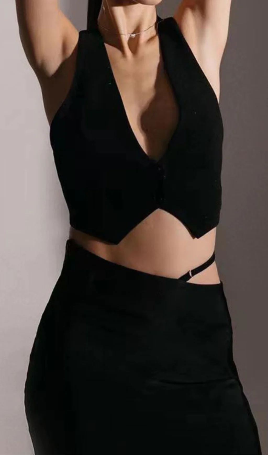 Black Silk Crop Top Maxi Skirts Set Elegant Outfit Dress