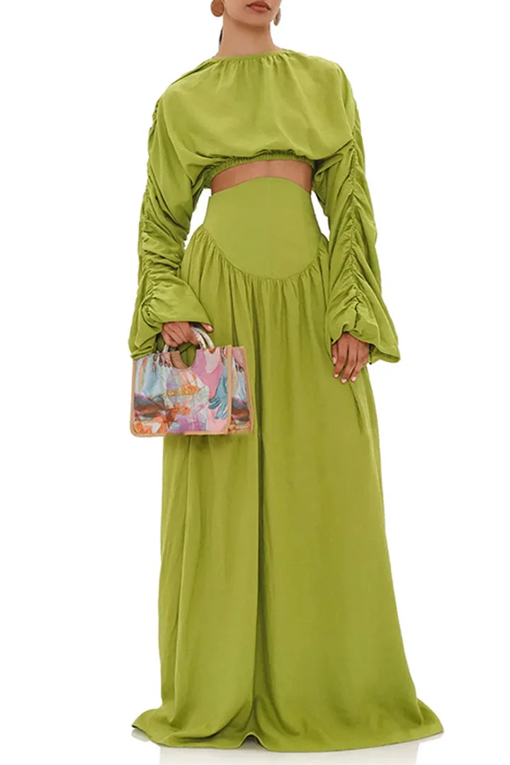 Lime Corset Top and Skirt Set - Elegant Womens Matching Outfit