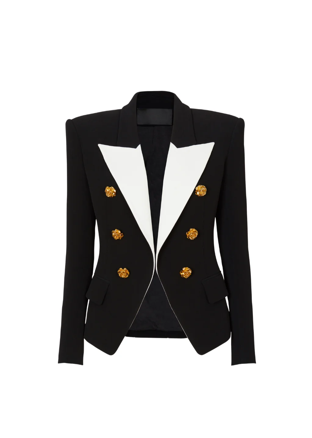 Black Jacquard Slim-Fit Mini Dress Jacket with Monogram Design