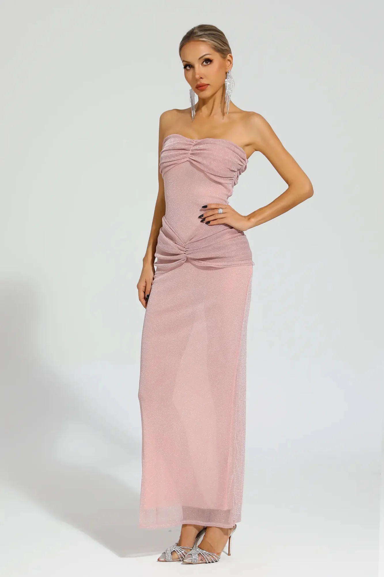 Pink Off-Shoulder Maxi Dress for Chic Elegance