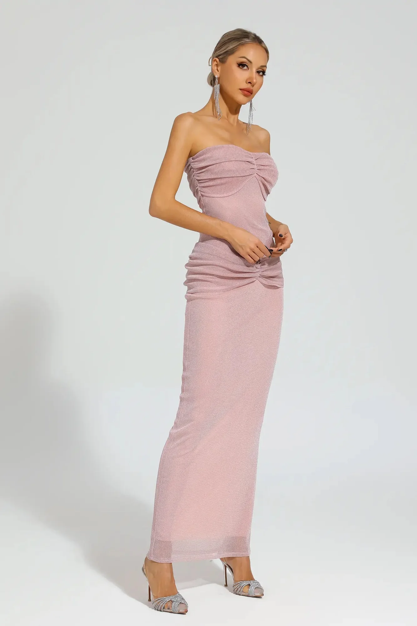 Pink Off-Shoulder Maxi Dress for Chic Elegance