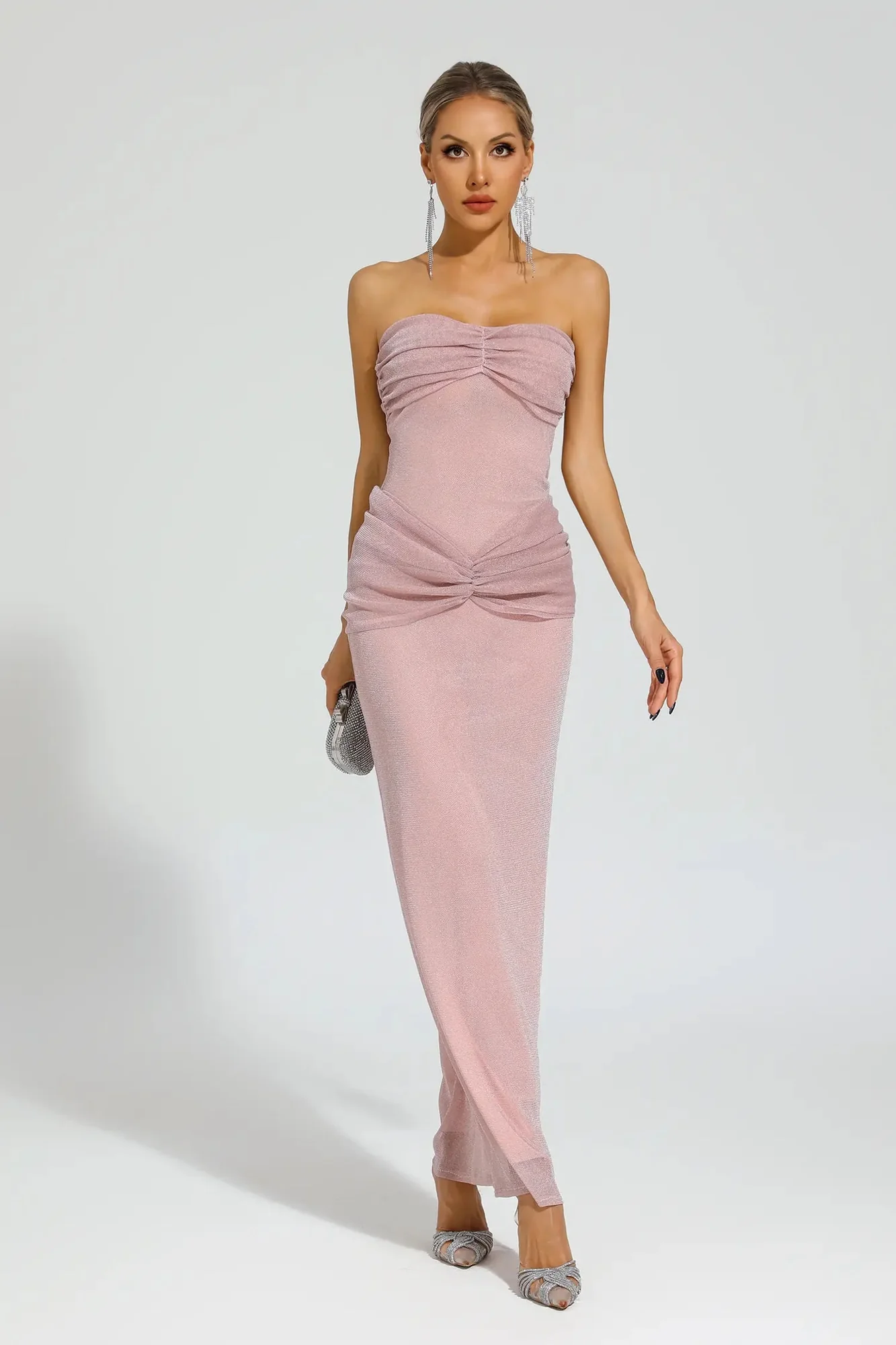 Pink Off-Shoulder Maxi Dress for Chic Elegance