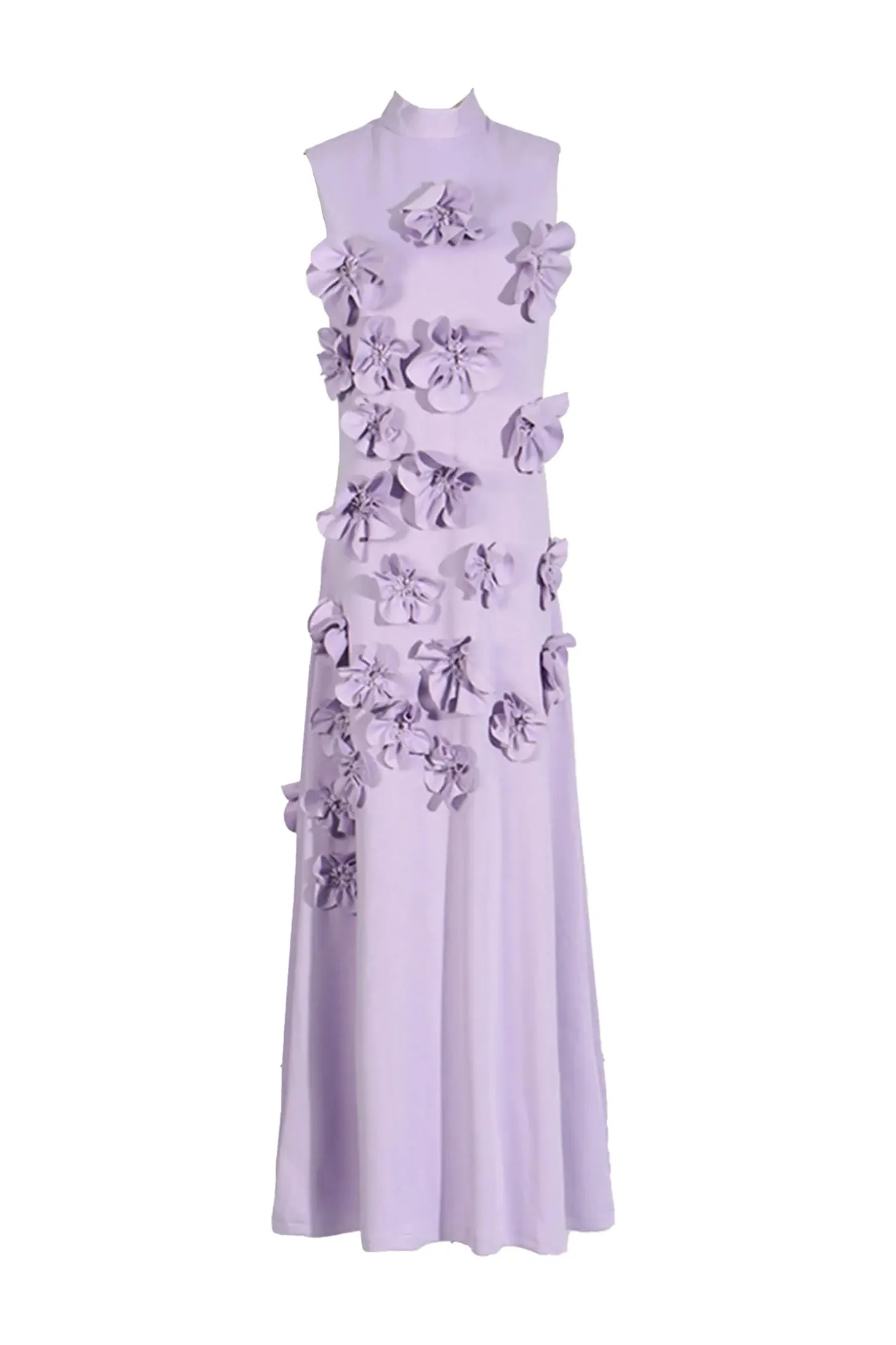 Rose Floral Maxi Purple Dress - Elegant Sleeveless Tie-Waist Design