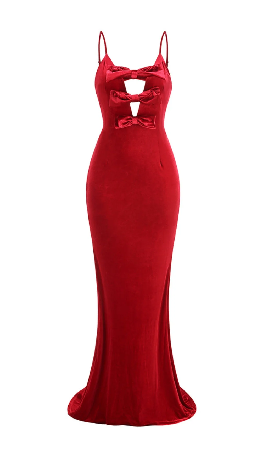 Red Velvet Bow Gown - Luxurious Elegance for Special Occasions