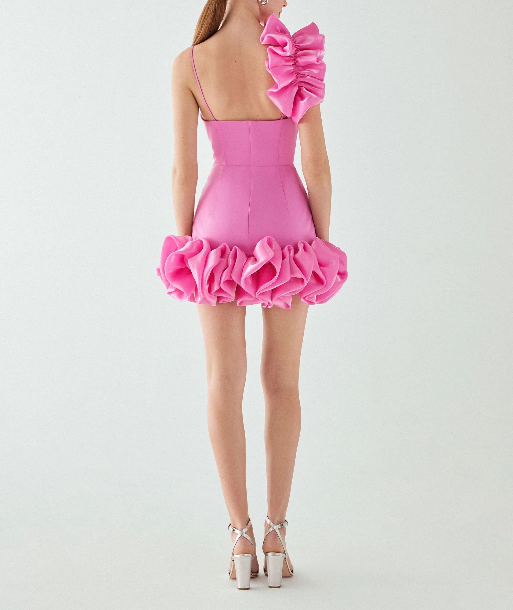 Pink Floral Trim Mini Dress with Adjustable Straps