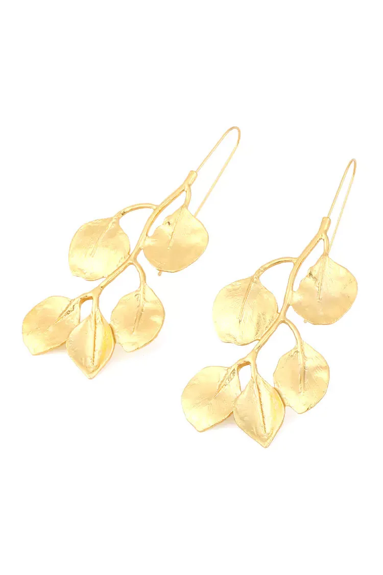 Golden Leaves Dangle Earrings - Elegant Gold Jewelry Accessory