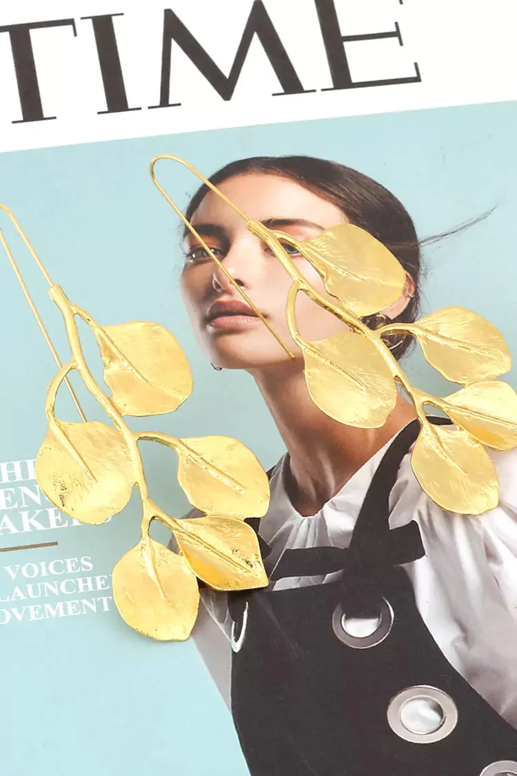 Golden Leaves Dangle Earrings - Elegant Gold Jewelry Accessory