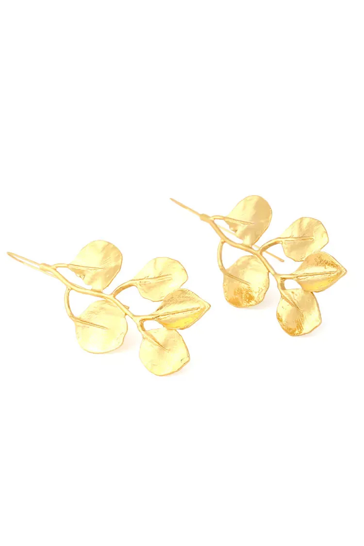 Golden Leaves Dangle Earrings - Elegant Gold Jewelry Accessory