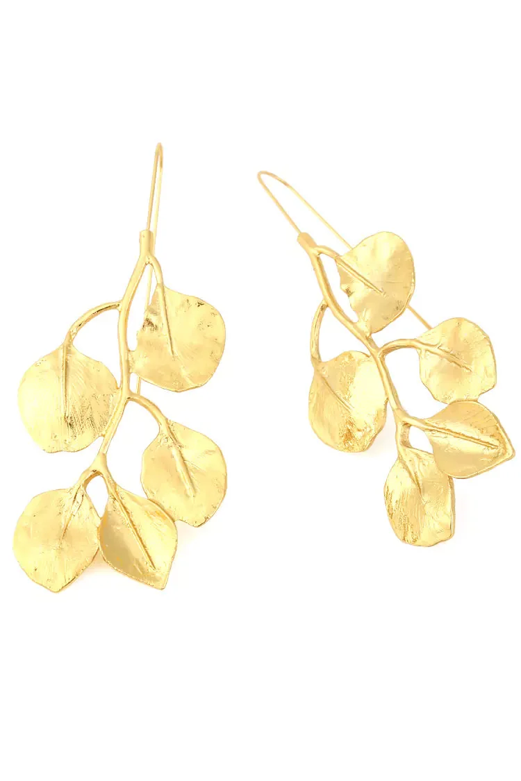 Golden Leaves Dangle Earrings - Elegant Gold Jewelry Accessory