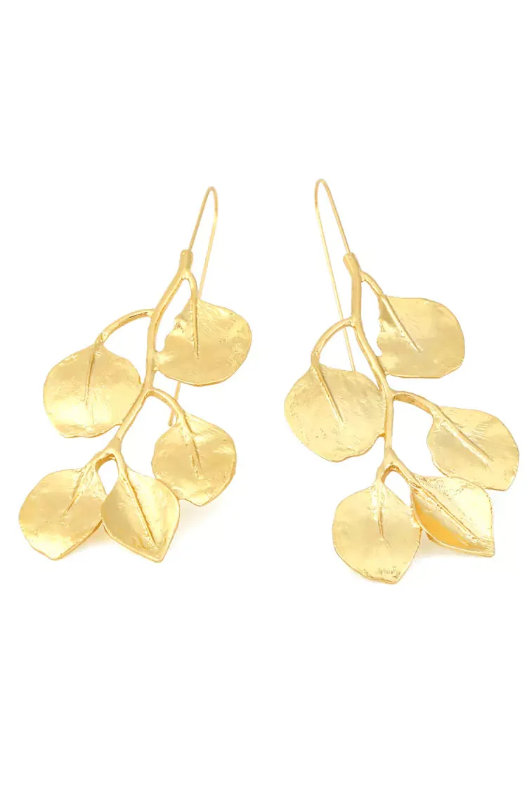 Golden Leaves Dangle Earrings - Elegant Gold Jewelry Accessory