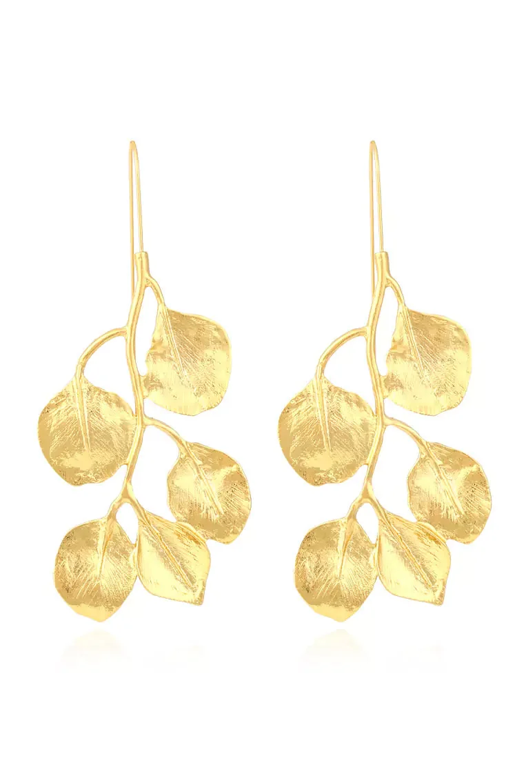 Golden Leaves Dangle Earrings - Elegant Gold Jewelry Accessory