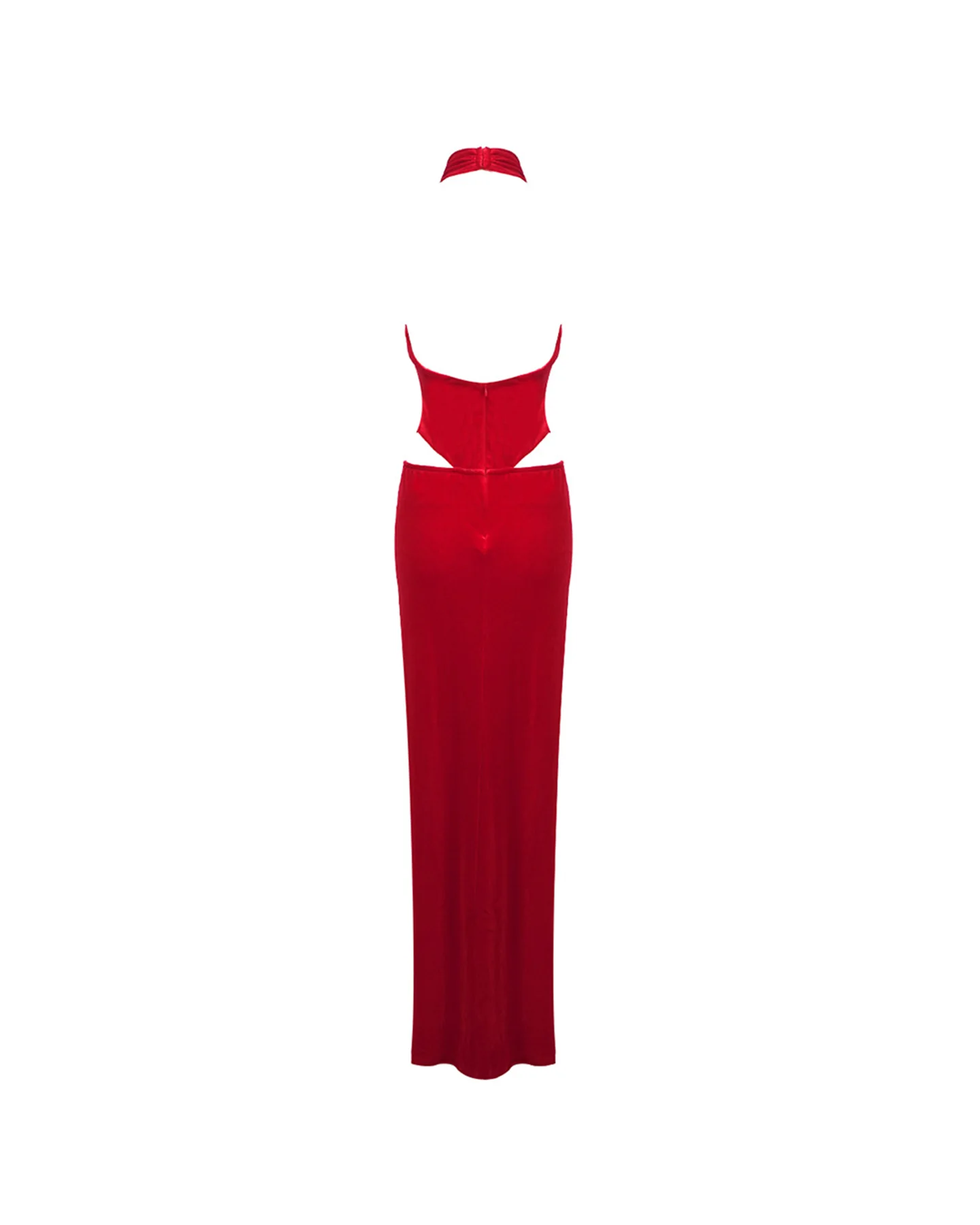 Red Rose Flower Cutout Maxi Dress - Luxurious Crystal Embellished
