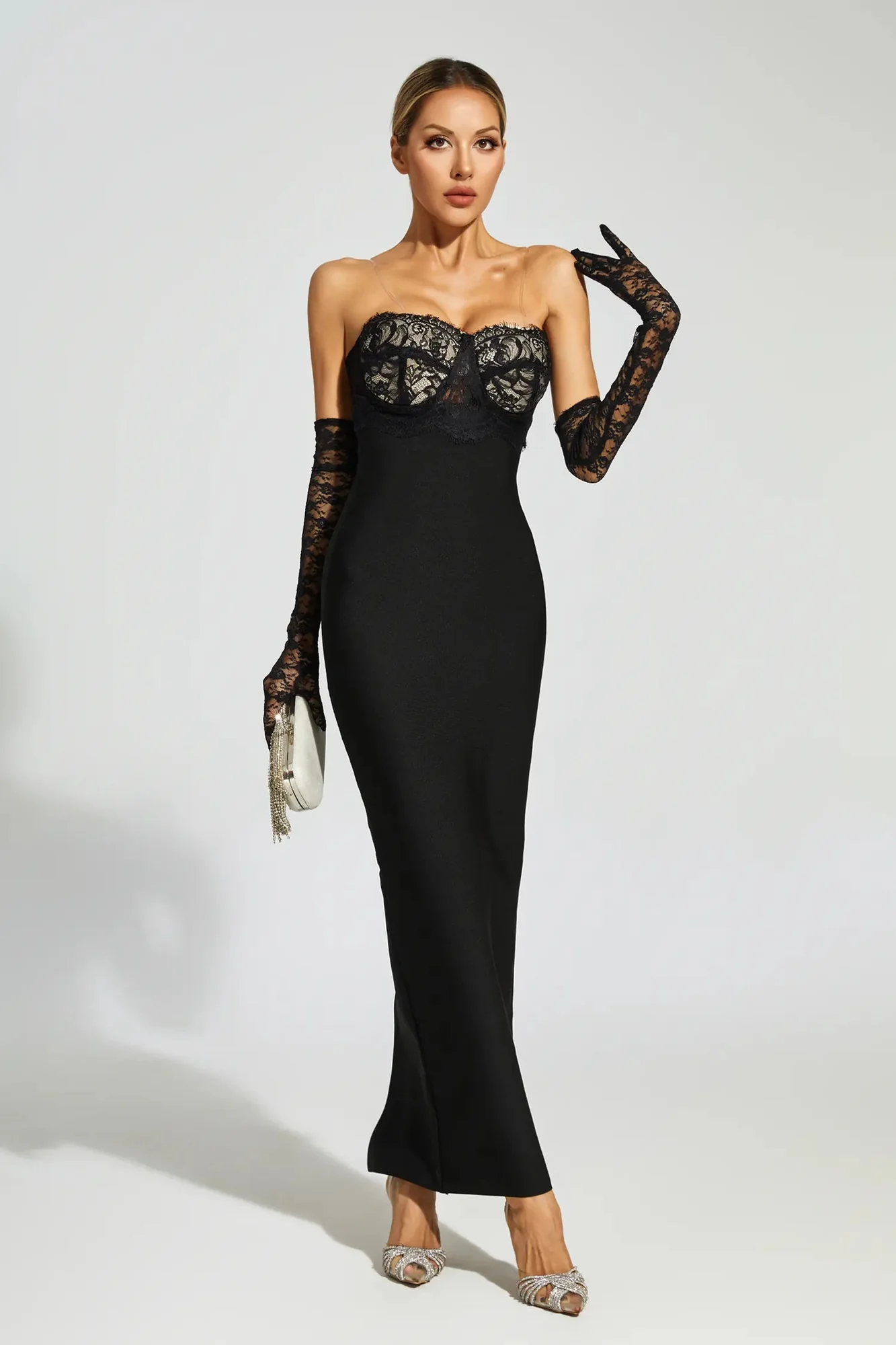 Black Bandage Off-Shoulder Dress - Elegant Evening Attire
