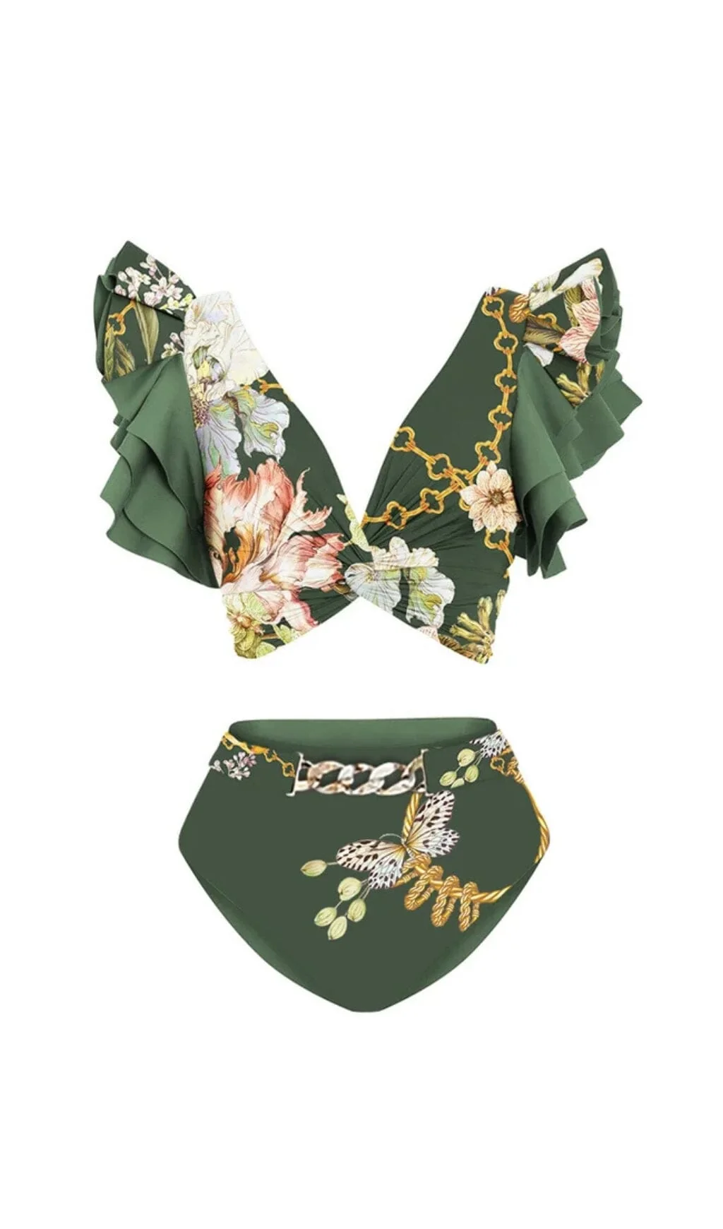 Floral Print Bikini Swimsuit with Skirt Set