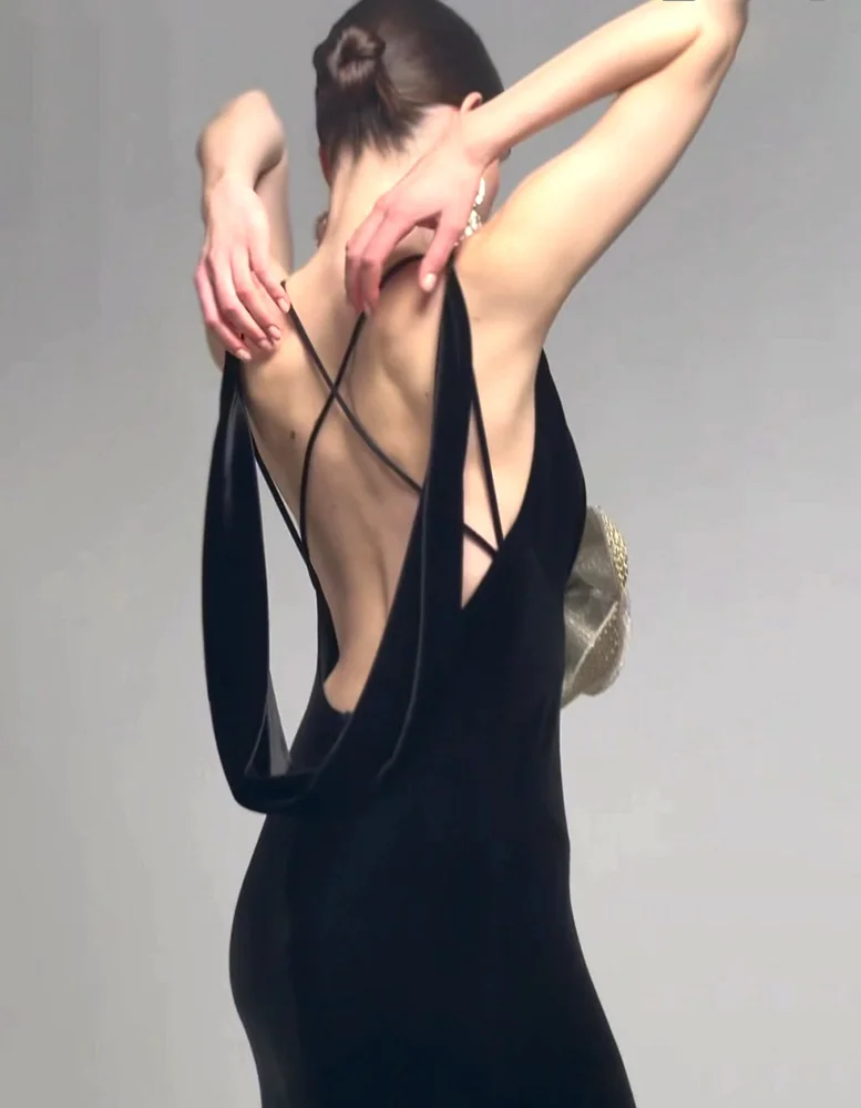 Black 3D Floral Bodycon Maxi Dress - Elegant Formal Wear