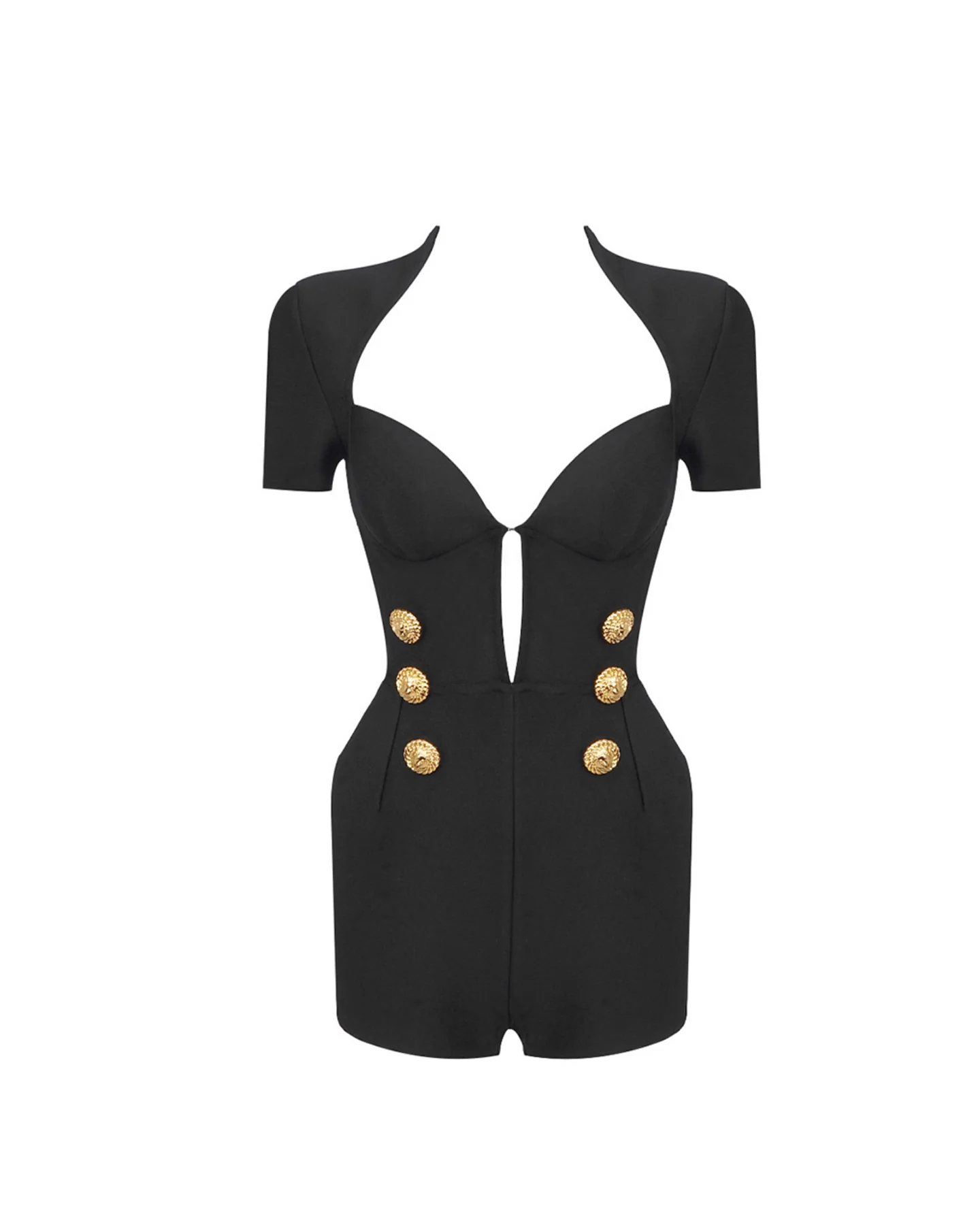 Black V-Neck Cutout Mini Dress for Elegant Style