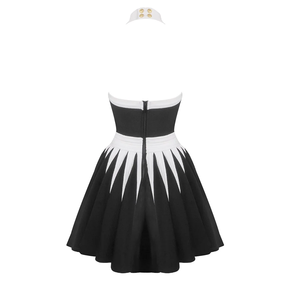 Floral Appliqué Halterneck Mini Dress