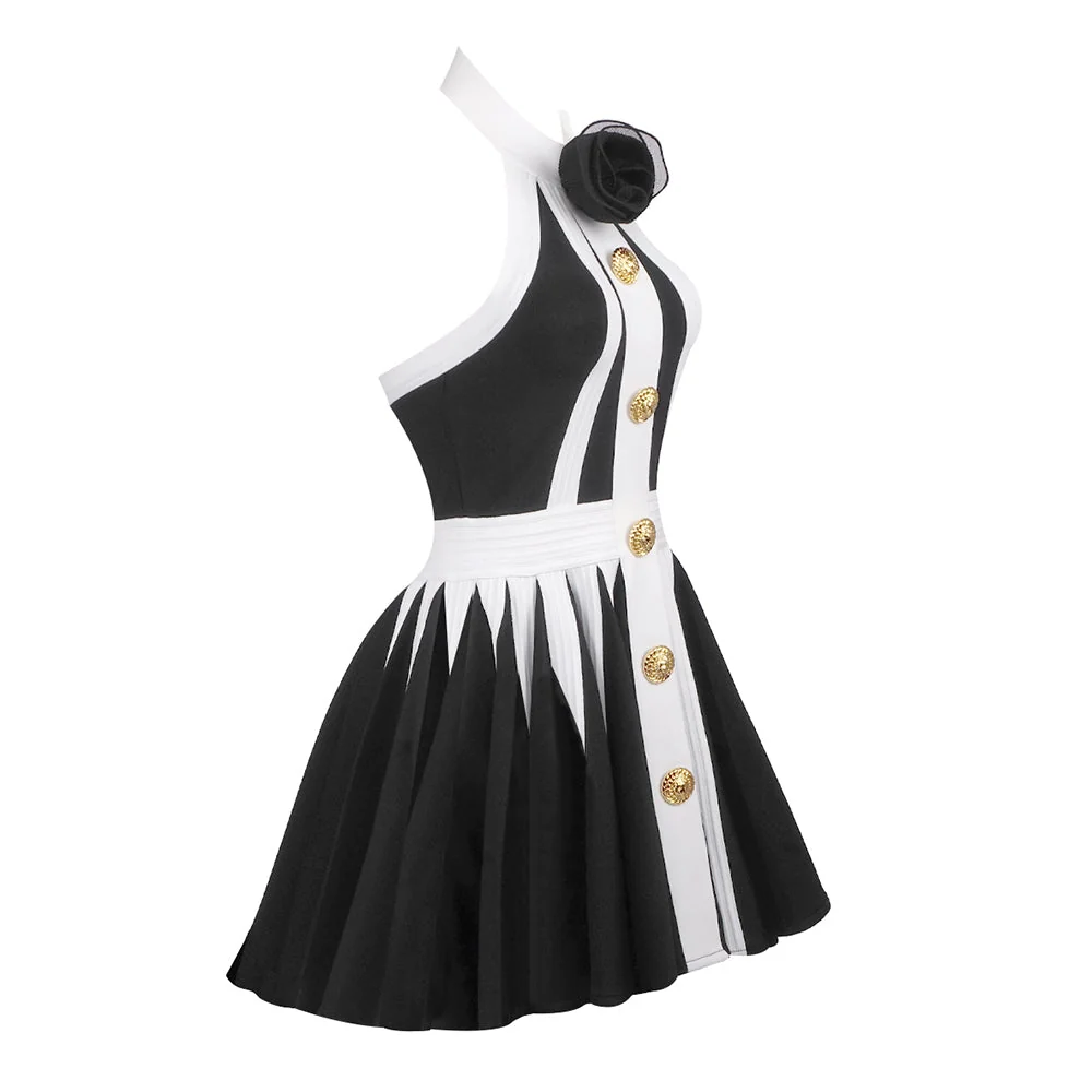 Floral Appliqué Halterneck Mini Dress