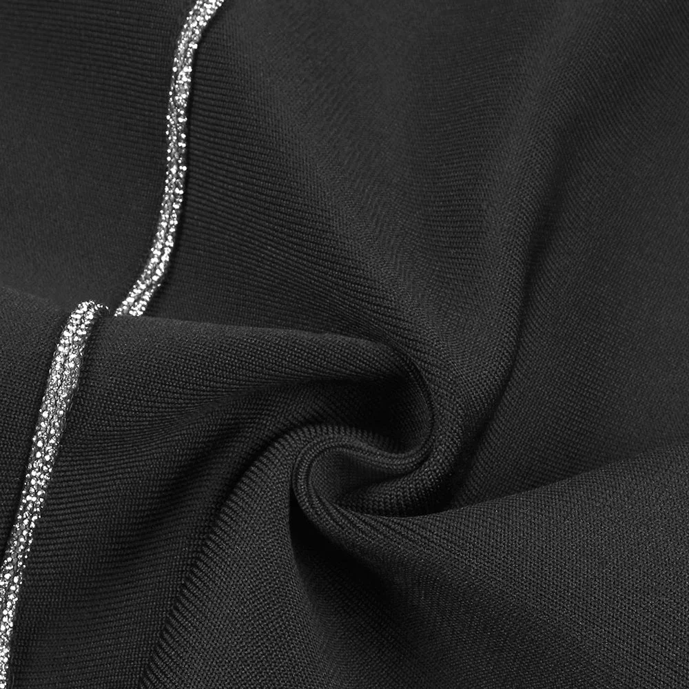 Black Floral Bustier Midi Dress with Silver Trim