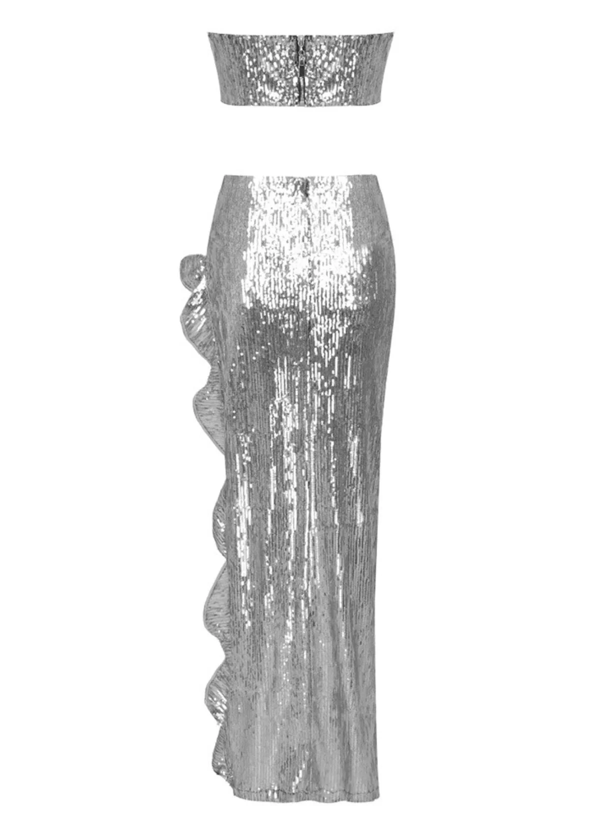 Glamorous Sequin Ruffle Set in Shimmering Fabric