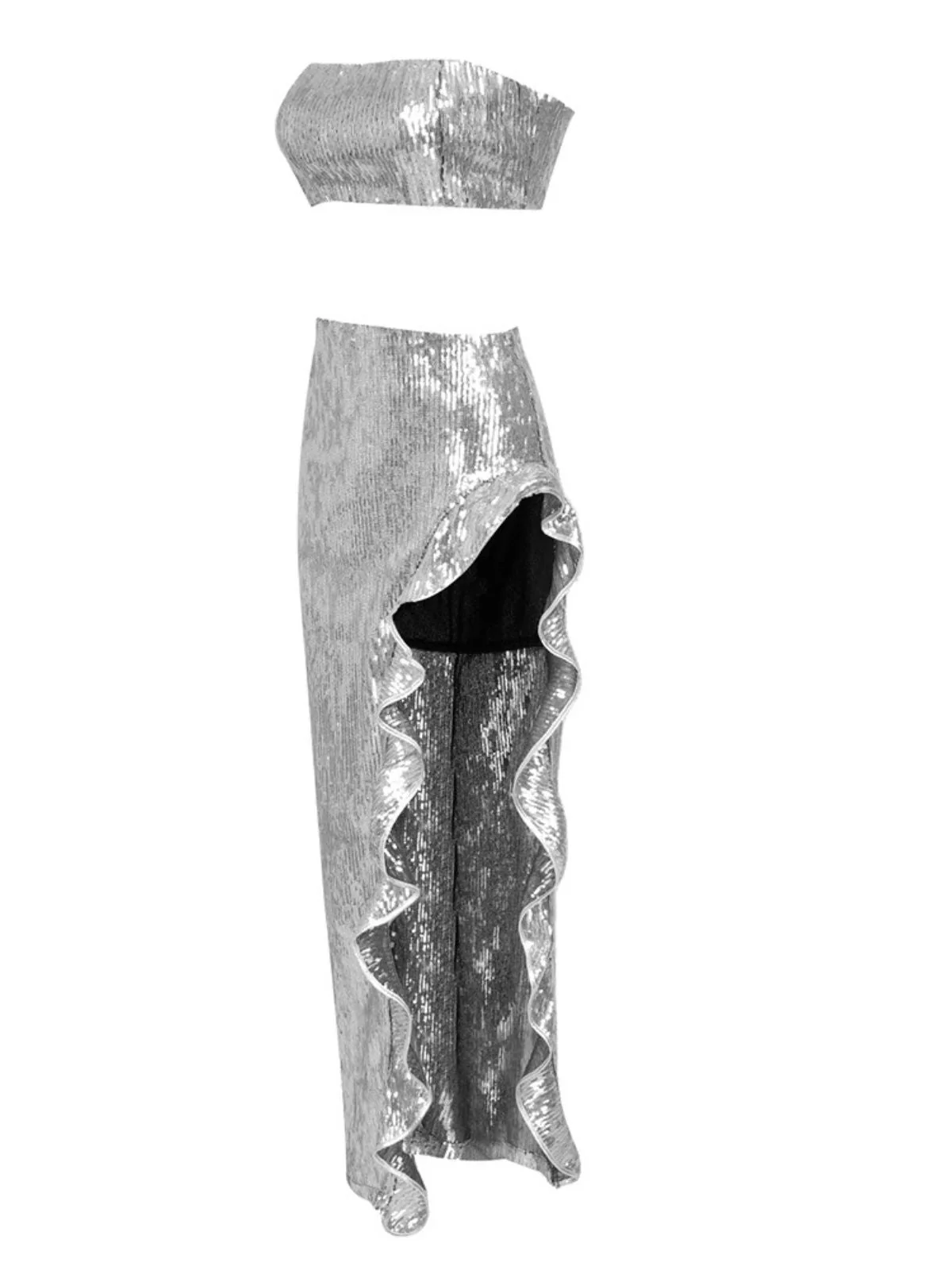 Glamorous Sequin Ruffle Set in Shimmering Fabric