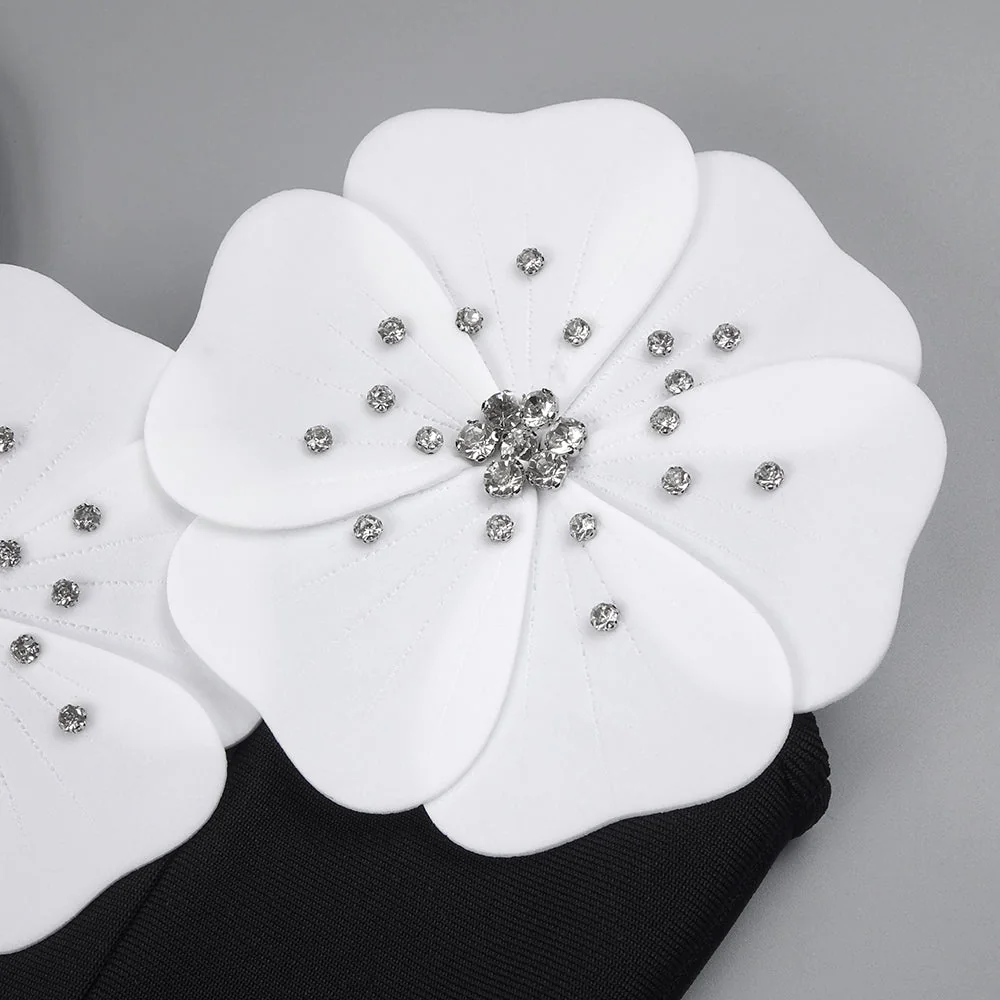 Black Floral Bandage Maxi Dress - Curve-Enhancing Design