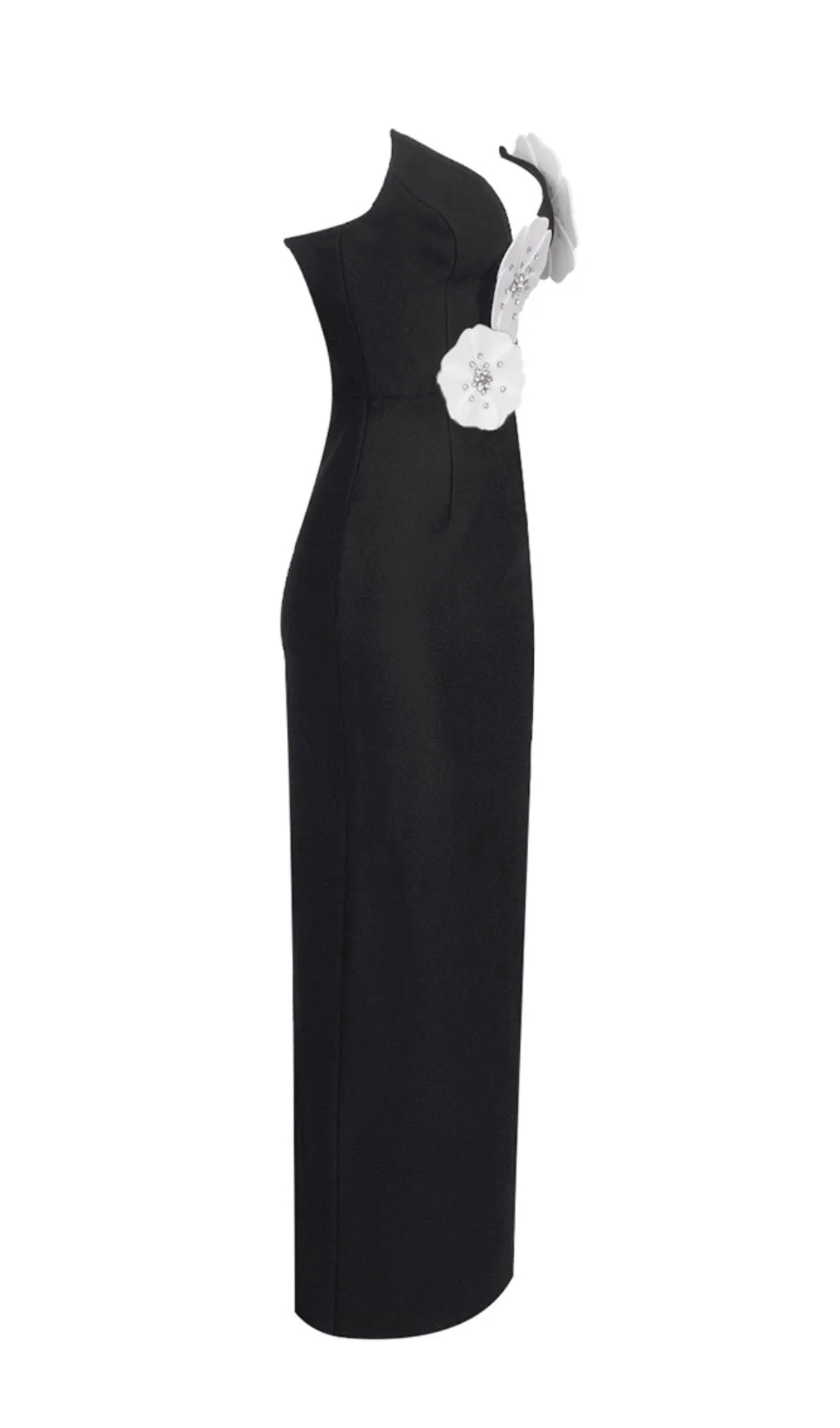 Black Floral Bandage Maxi Dress - Curve-Enhancing Design