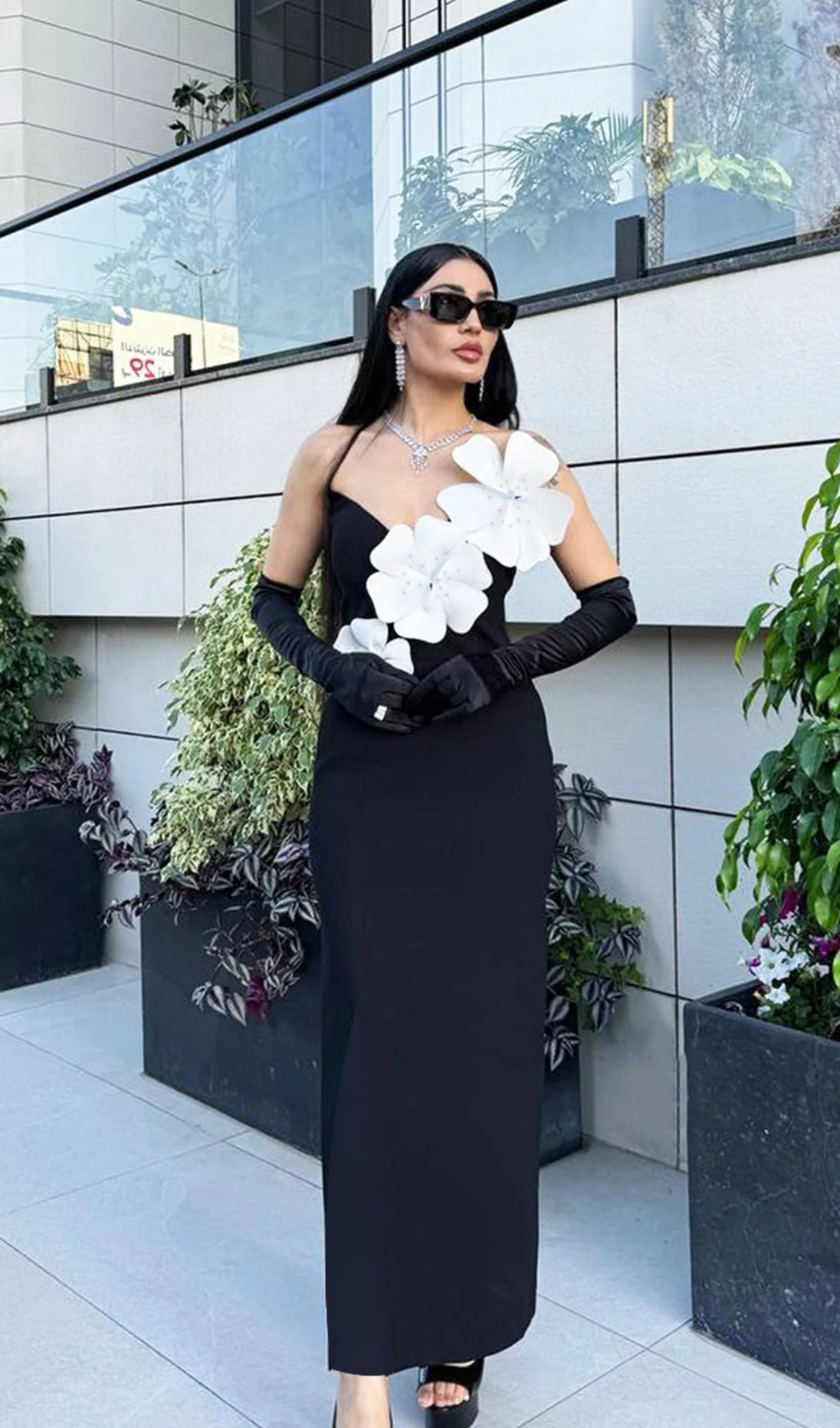 Black Floral Bandage Maxi Dress - Curve-Enhancing Design