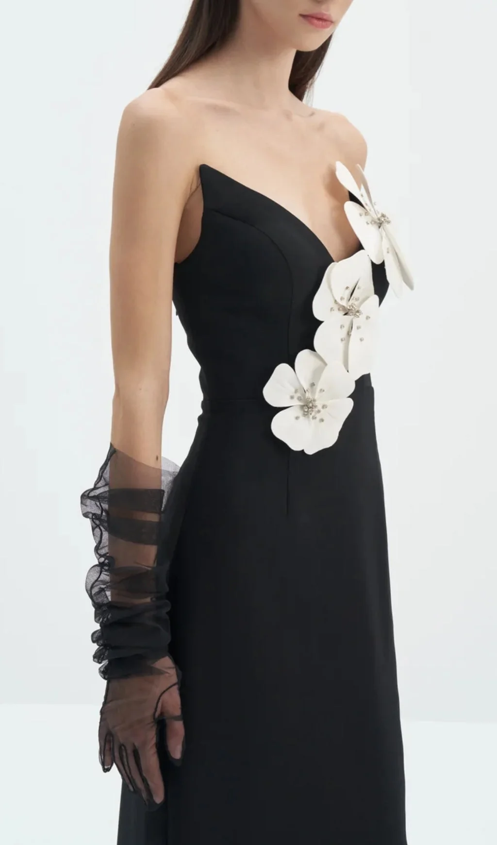 Black Floral Bandage Maxi Dress - Curve-Enhancing Design