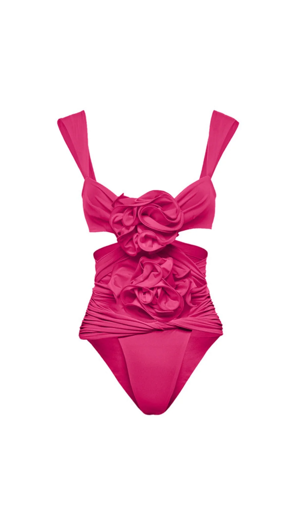 Pink 3D Flower One Piece Swimsuit with Skirt