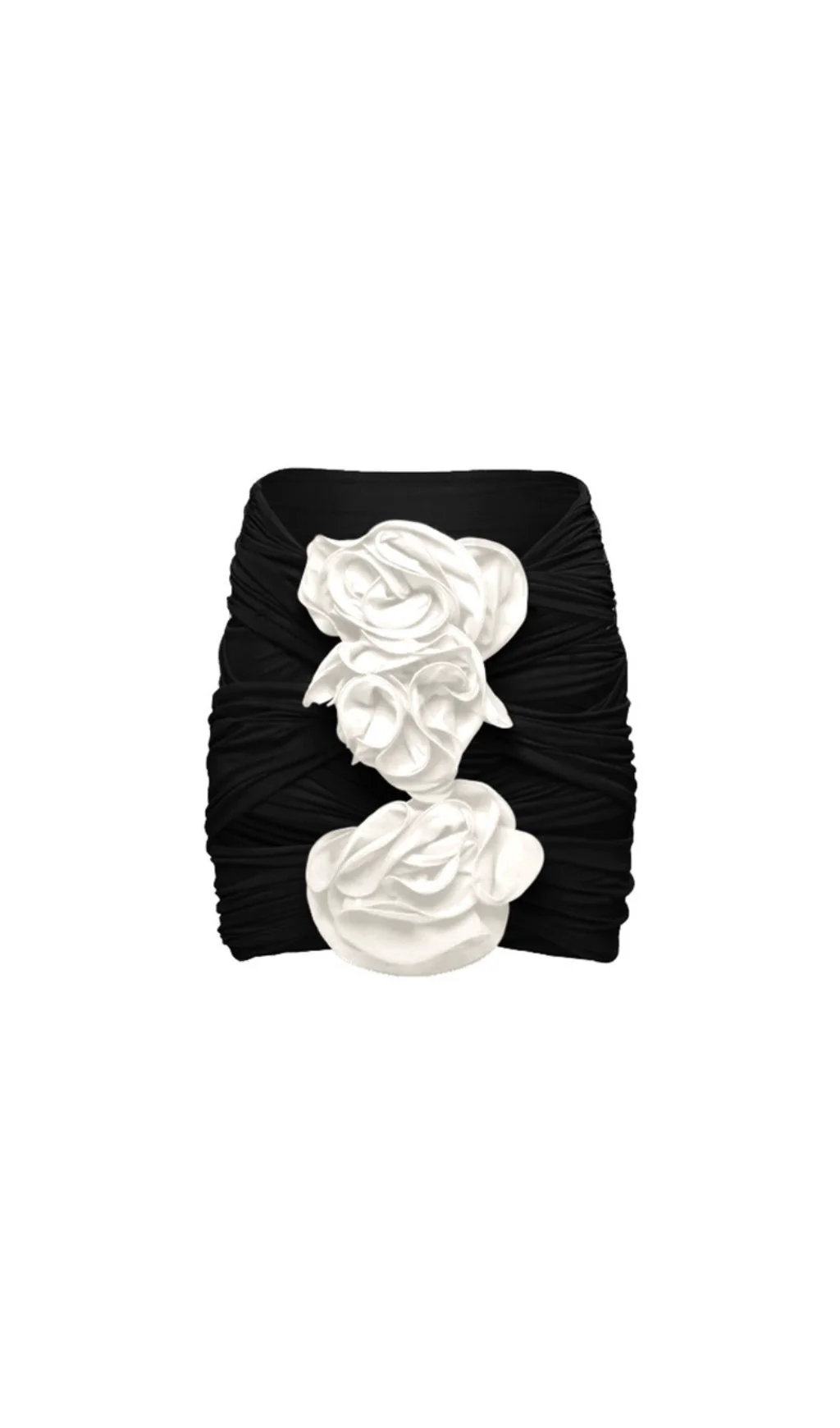 Black Floral 3D One-Piece Swimsuit with Skirt