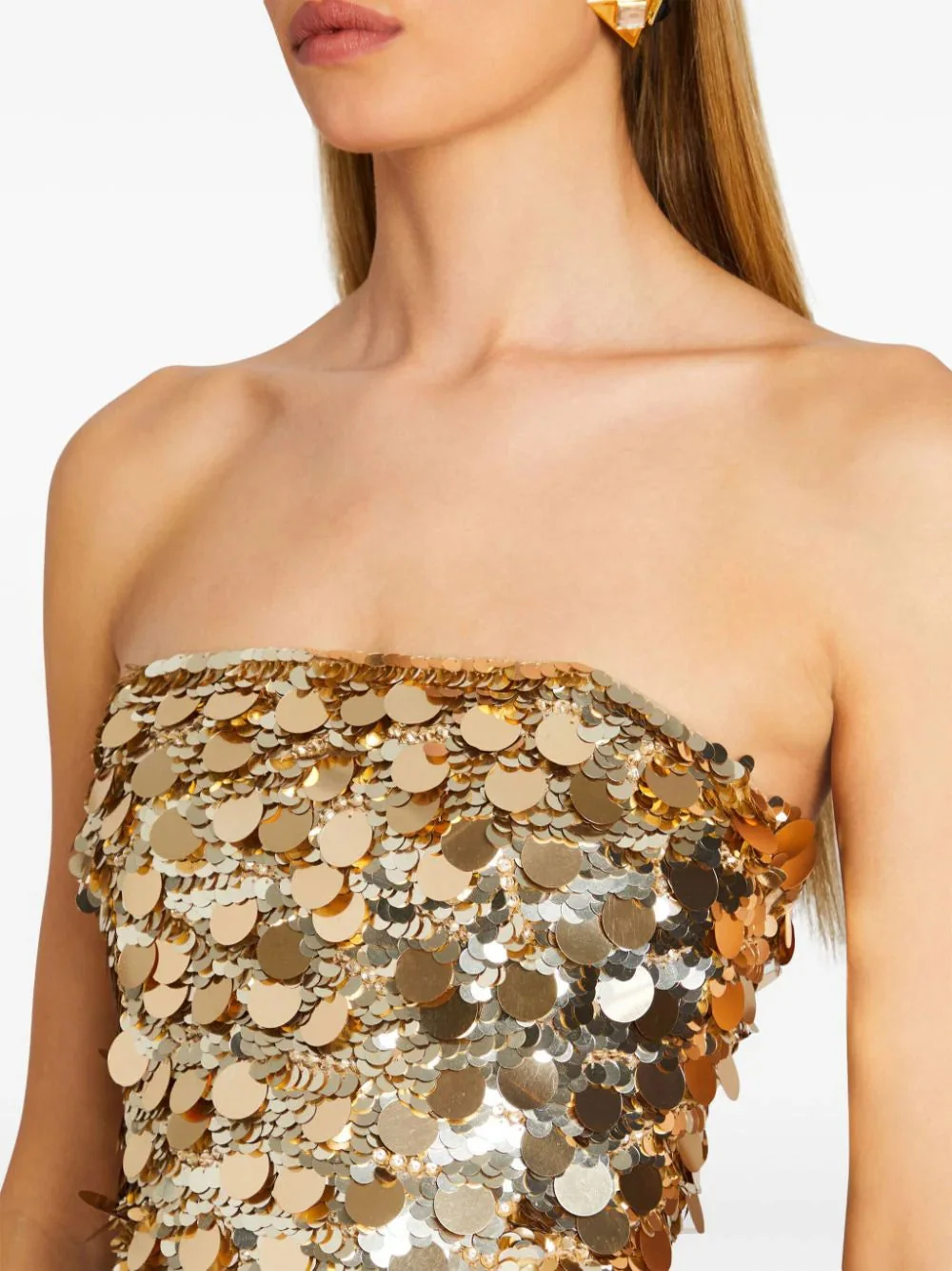 Champagne Gold Sequin Strapless Mini Dress